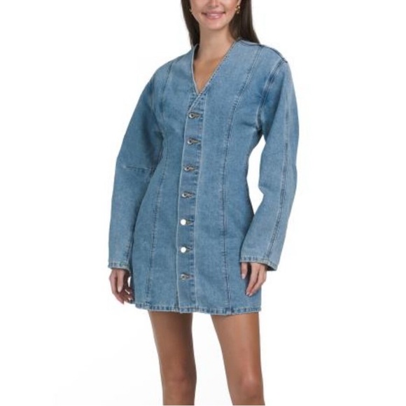 NEW 🦋 ETICA Mini Denim Button-Down Dress
